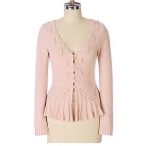 Anthropologie Sleeping On Snow Pink Wool Cardigan Sweater